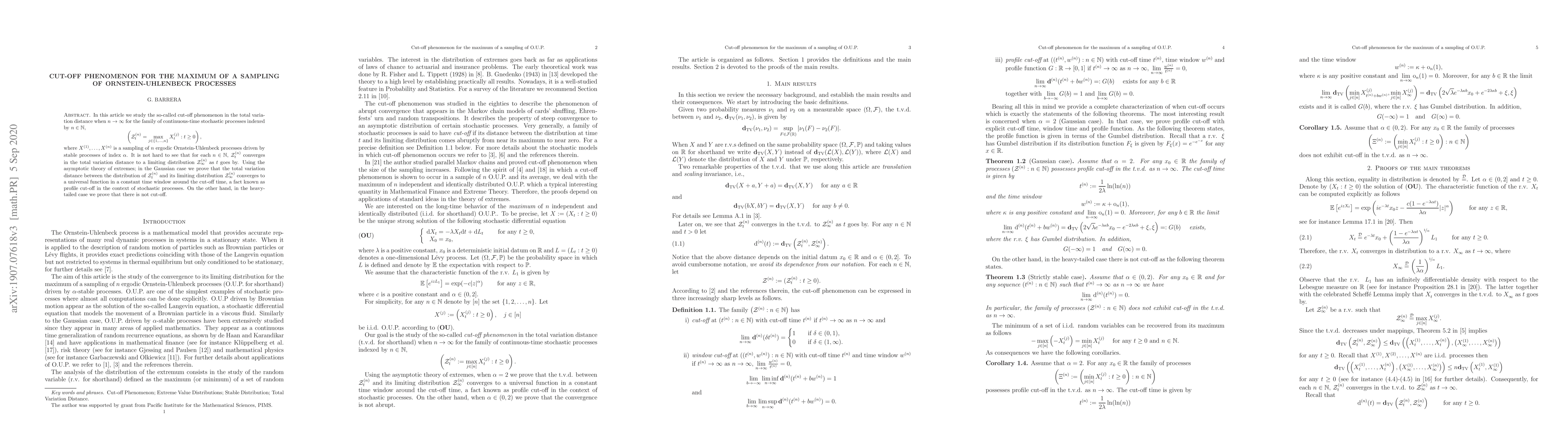 Thumbnail for Cut-off phenomenon for the maximum of a sampling of Ornstein-Uhlenbeck
  processes