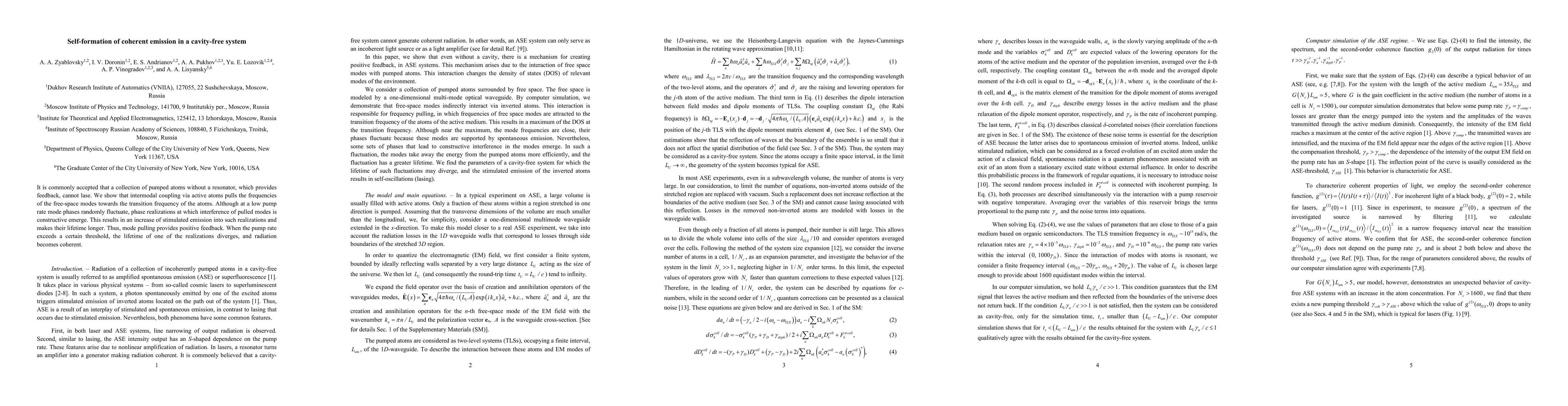 Thumbnail for Self-formation of coherent emission in a cavity-free system