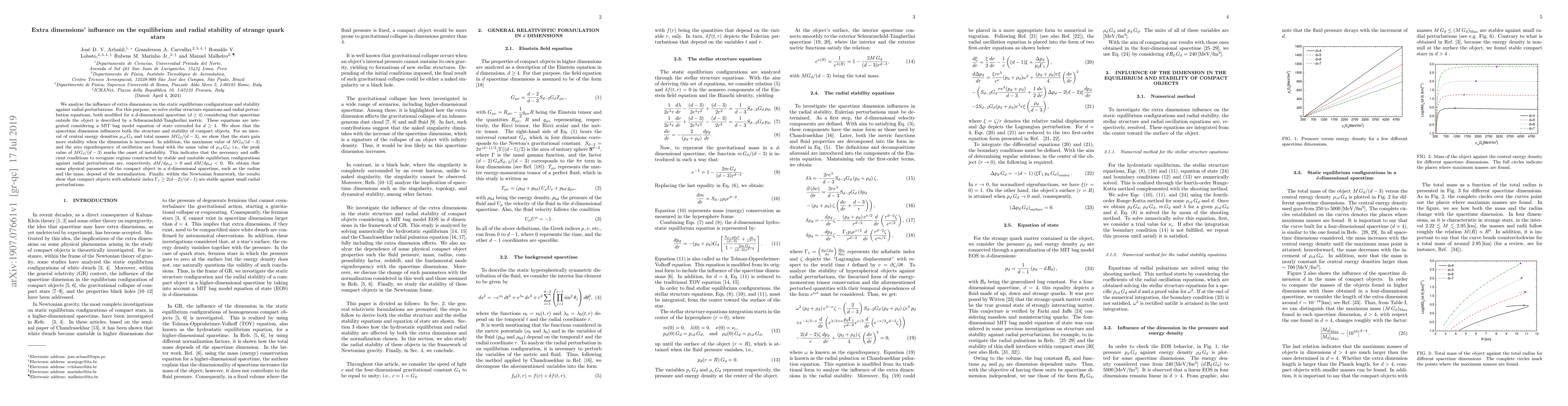 Thumbnail for Extra dimensions' influence on the equilibrium and radial stability of
  strange quark stars