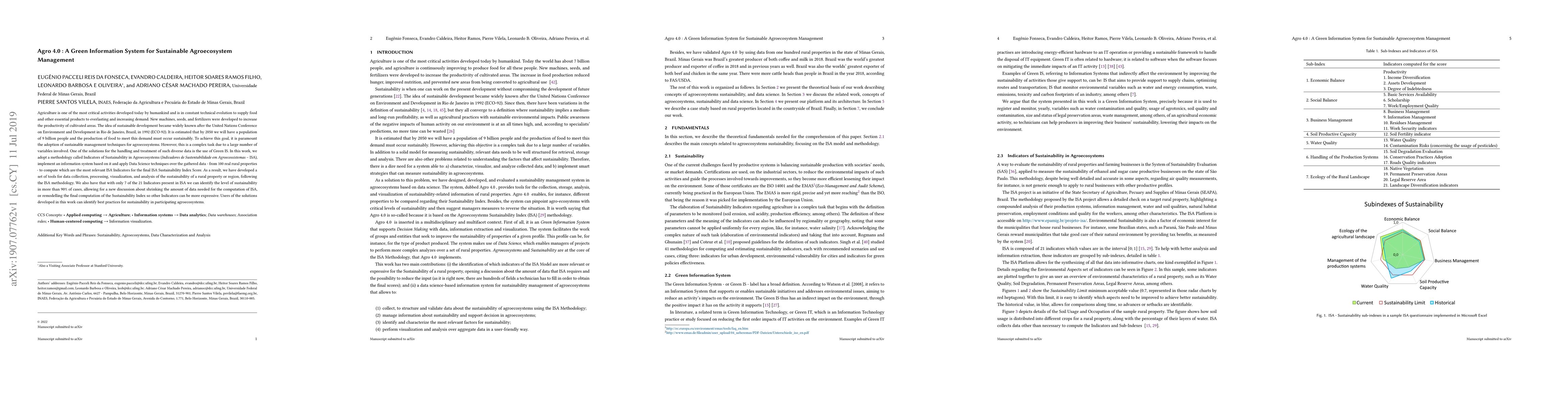 Thumbnail for Agro 4.0: A Green Information System for Sustainable Agroecosystem
  Management