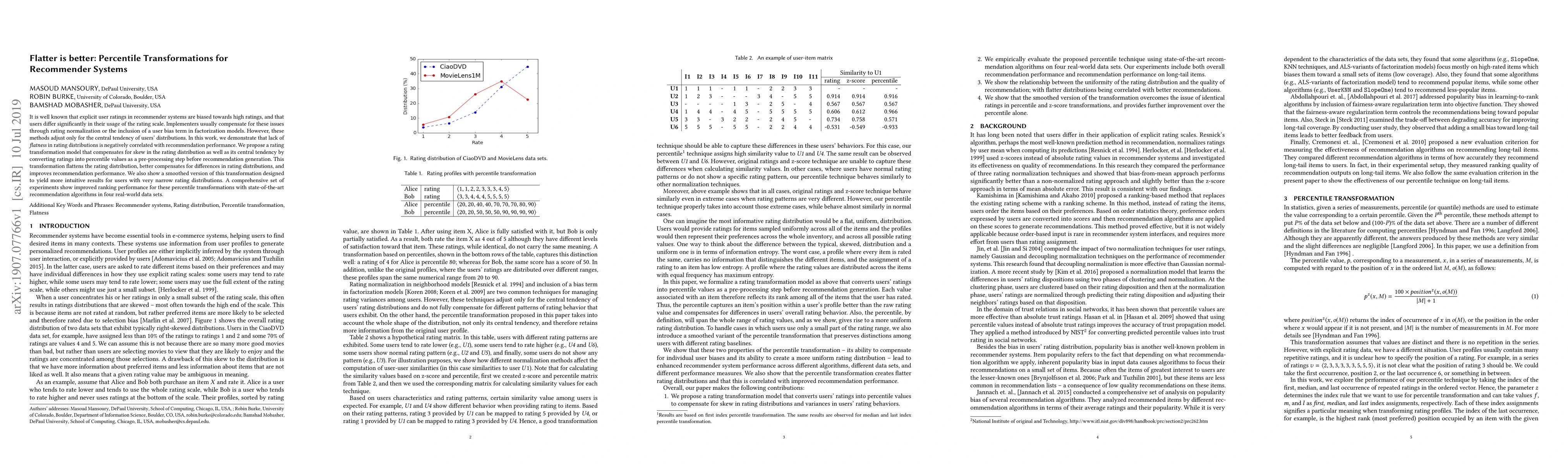 Thumbnail for Flatter is better: Percentile Transformations for Recommender Systems