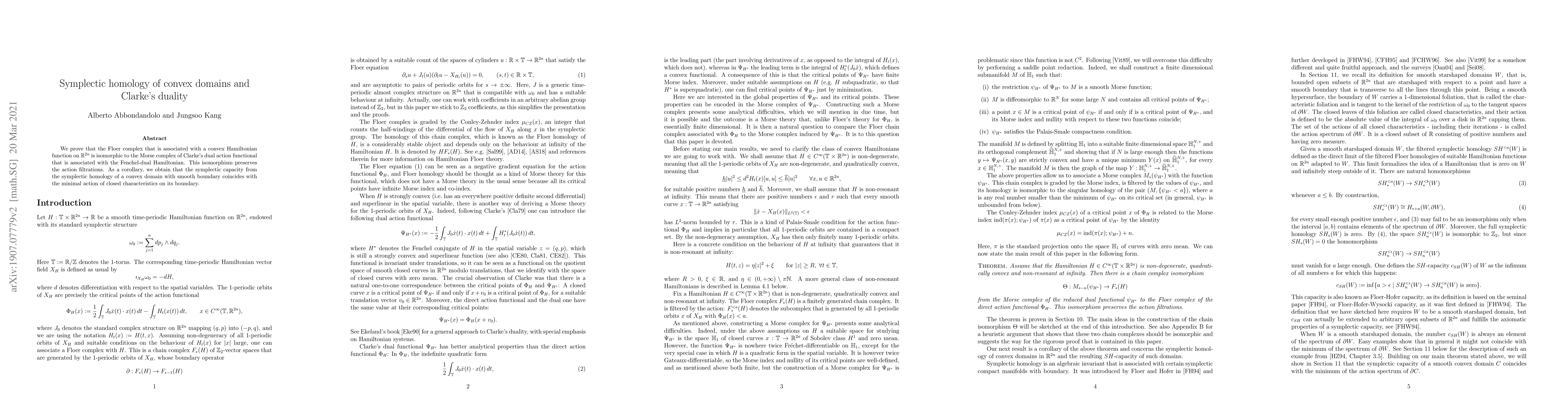 Thumbnail for Symplectic homology of convex domains and Clarke's duality