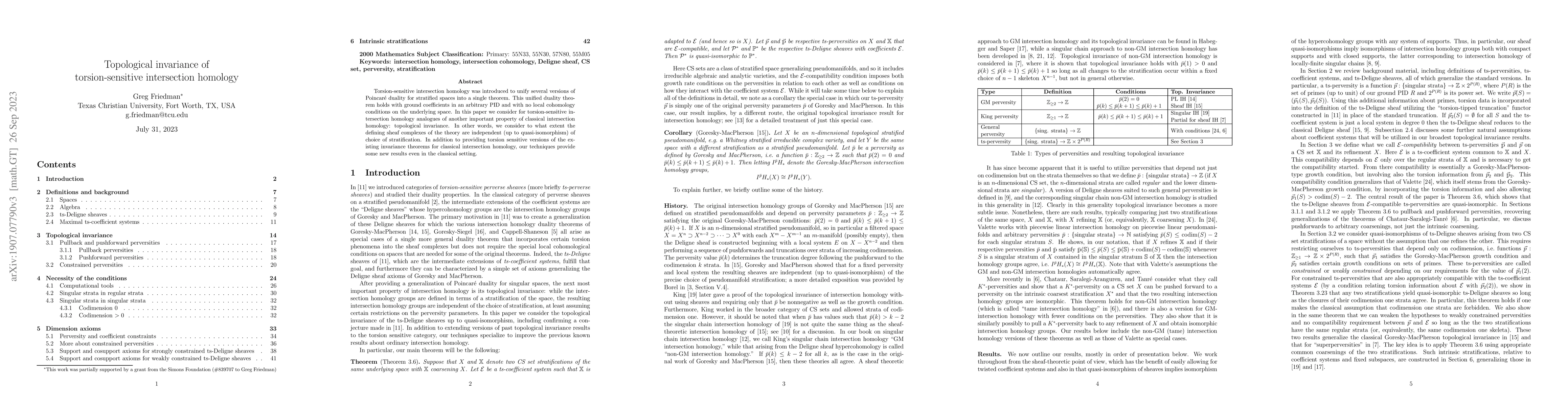 Thumbnail for Topological invariance of torsion sensitive intersection homology