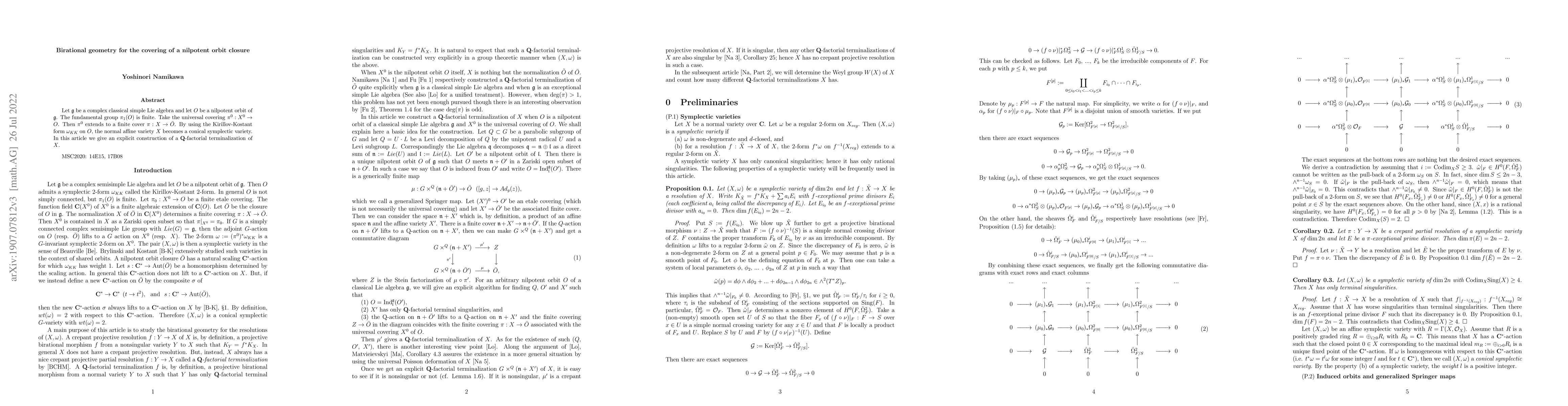 Thumbnail for Birational geometry for the covering of a nilpotent orbit closure