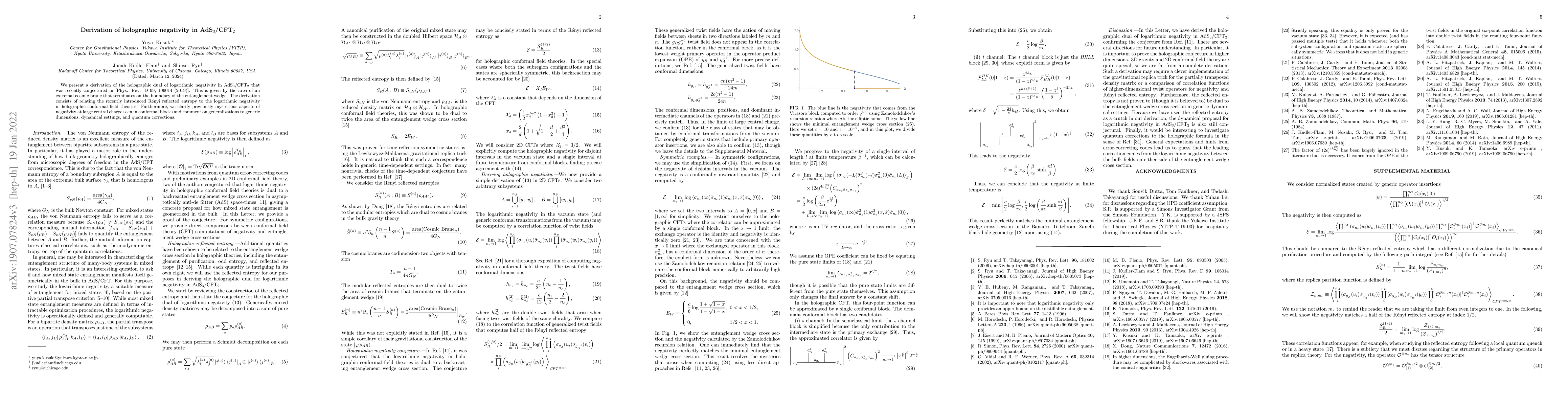Thumbnail for Derivation of holographic negativity in AdS$_3$/CFT$_2$