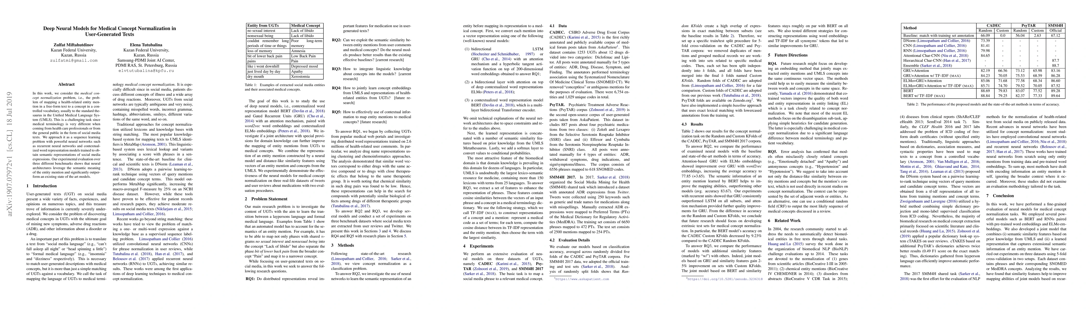 Thumbnail for Deep Neural Models for Medical Concept Normalization in User-Generated
  Texts