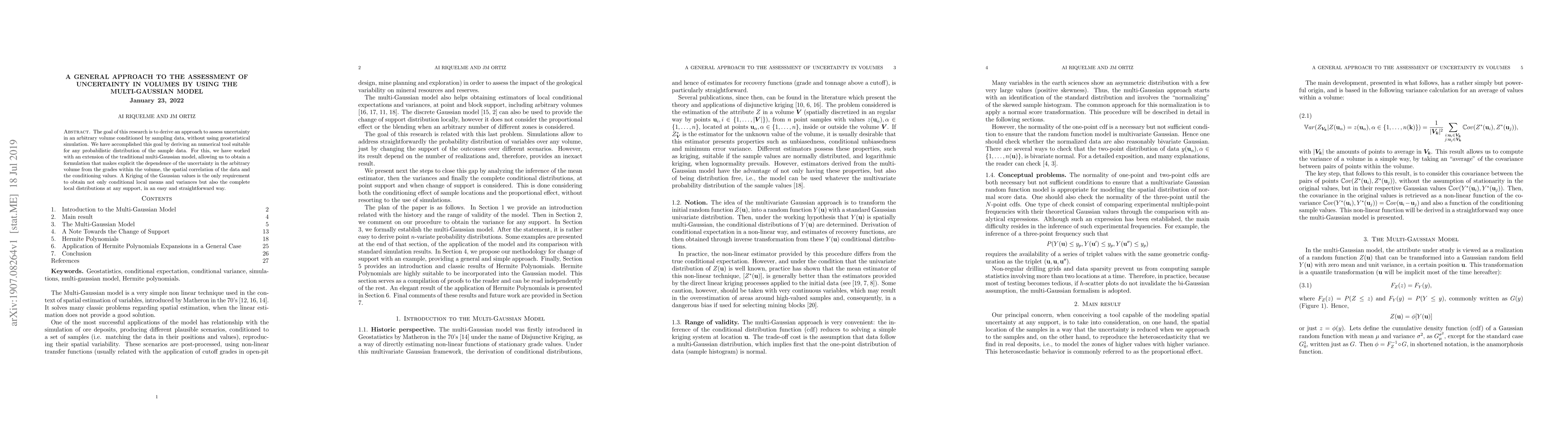 Thumbnail for A general approach to the assessment of uncertainty in volumes by using
  the multi-Gaussian model