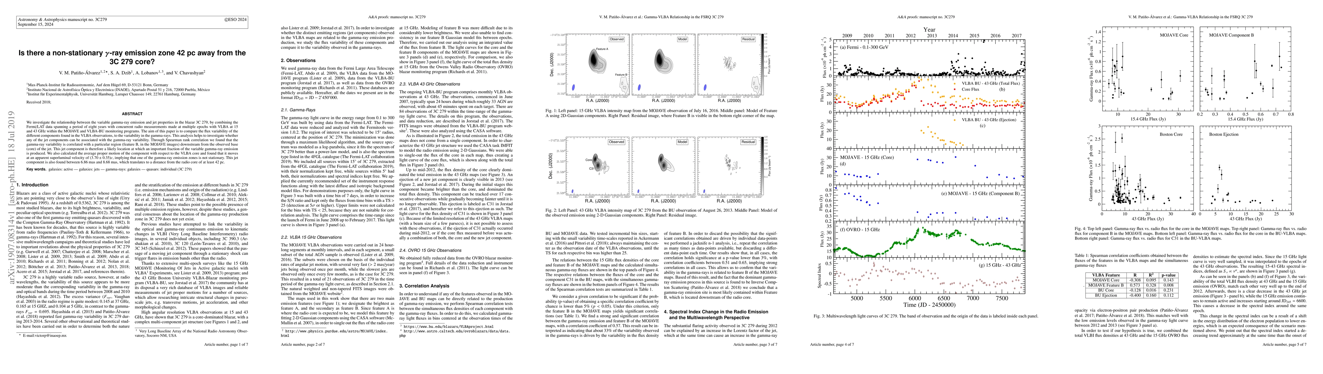Thumbnail for Is there a non-stationary {\gamma}-ray emission zone 42 pc away from the
  3C 279 core?