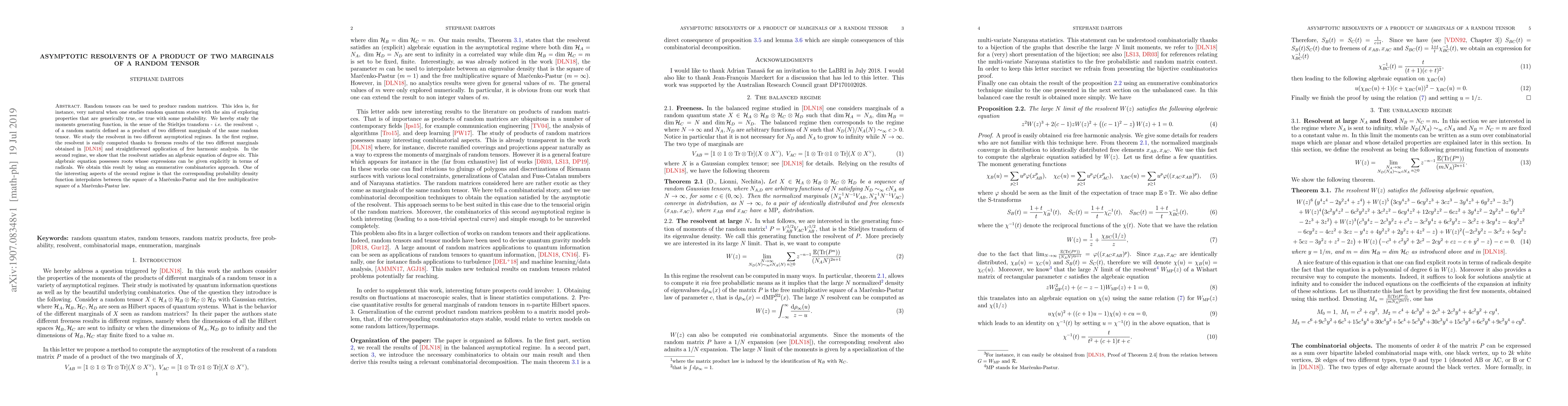 Thumbnail for Asymptotic resolvents of a product of two marginals of a random tensor