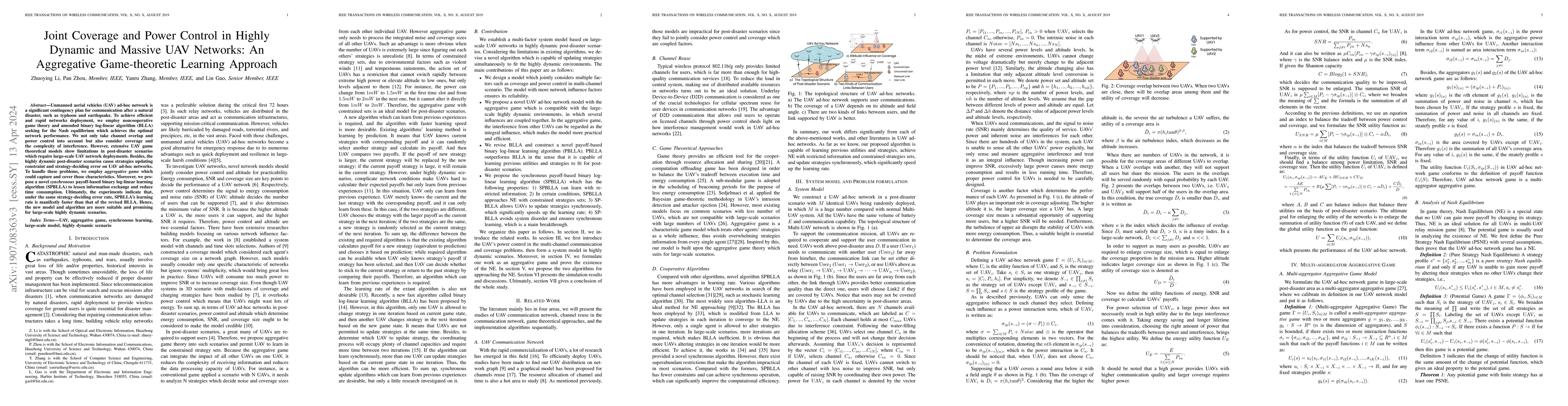 Thumbnail for Joint Coverage and Power Control in Highly Dynamic and Massive UAV
  Networks: An Aggregative Game-theoretic Learning Approach