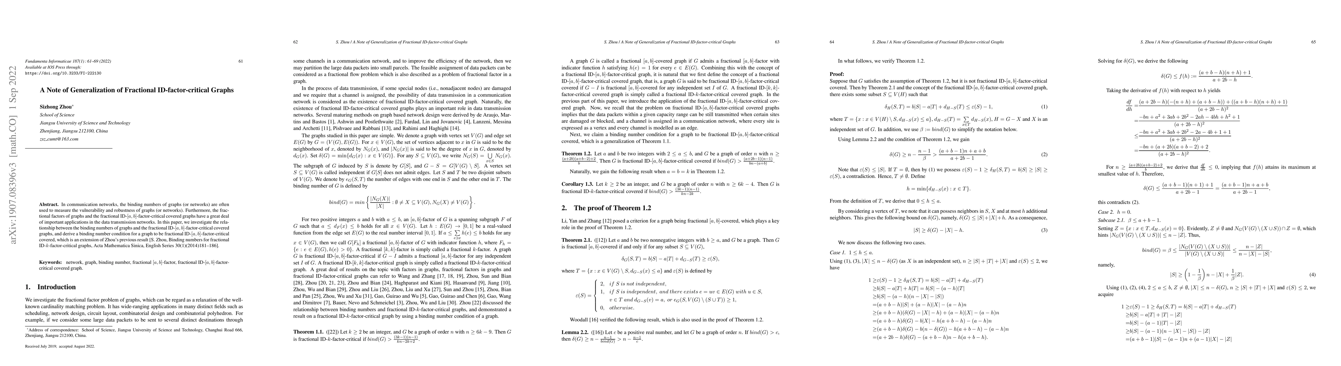 Thumbnail for A note of generalization of fractional ID-factor-critical graphs
