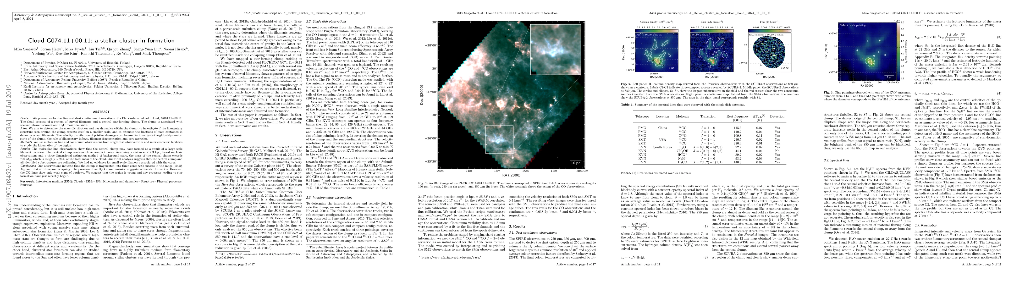 Thumbnail for Cloud G074.11+00.11: a stellar cluster in formation
