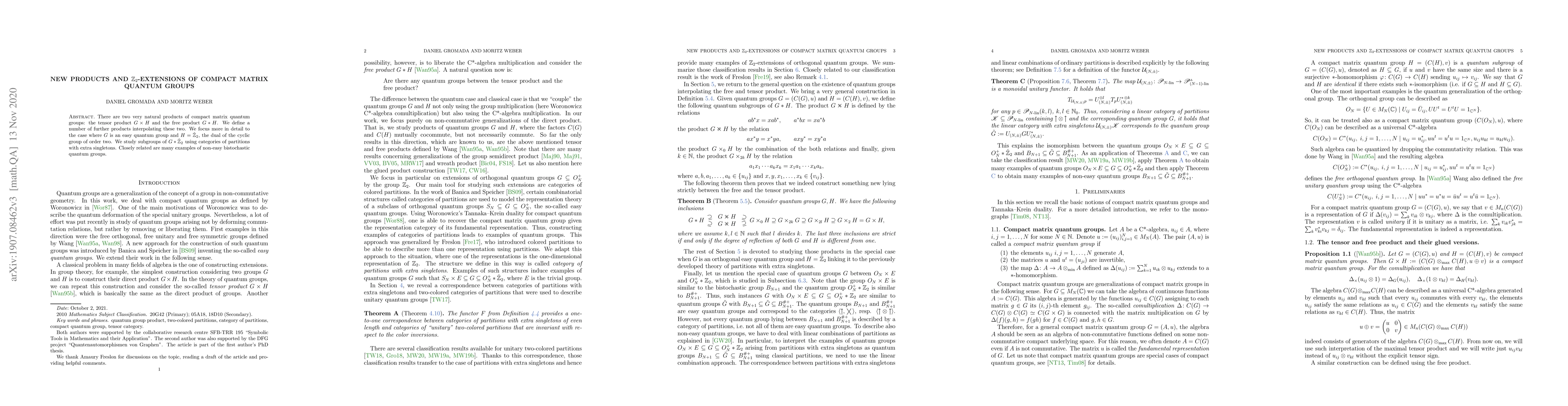 Thumbnail for New products and $\mathbb{Z}_2$-extensions of compact matrix quantum
  groups