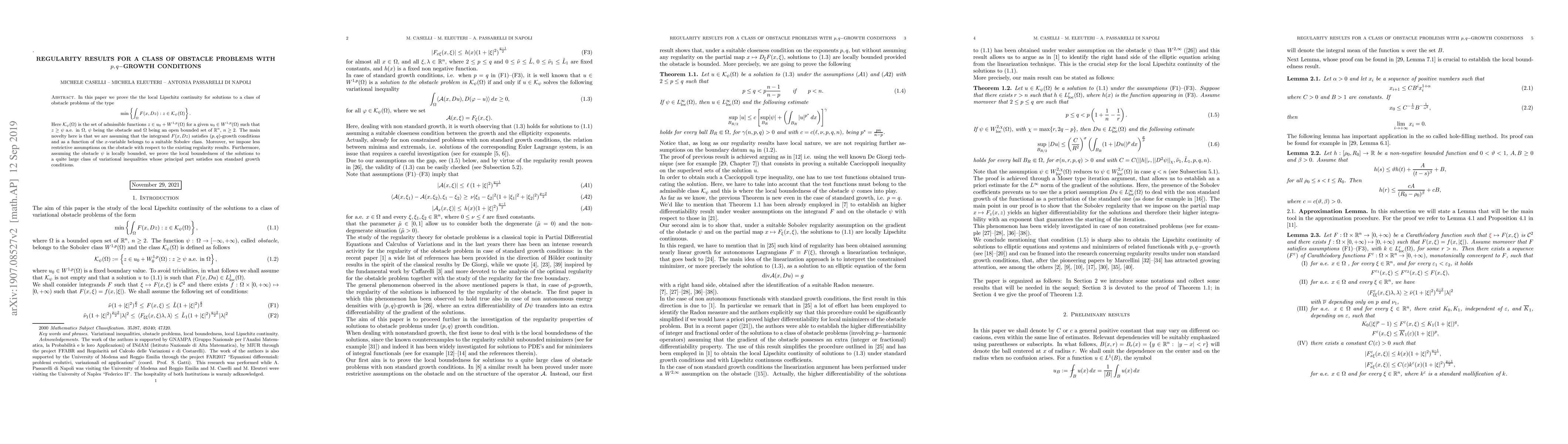 Thumbnail for Regularity results for a class of obstacle problems with $p,q-$growth
  conditions