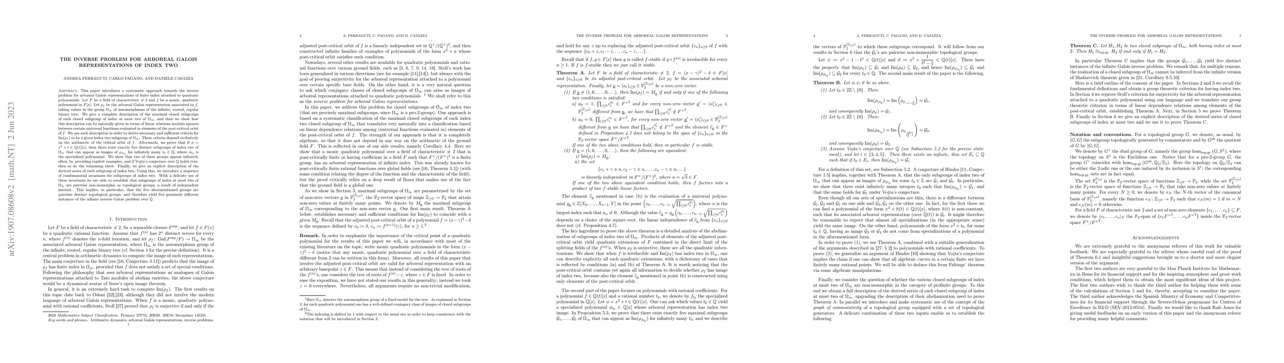 Thumbnail for The inverse problem for arboreal Galois representations of index two
