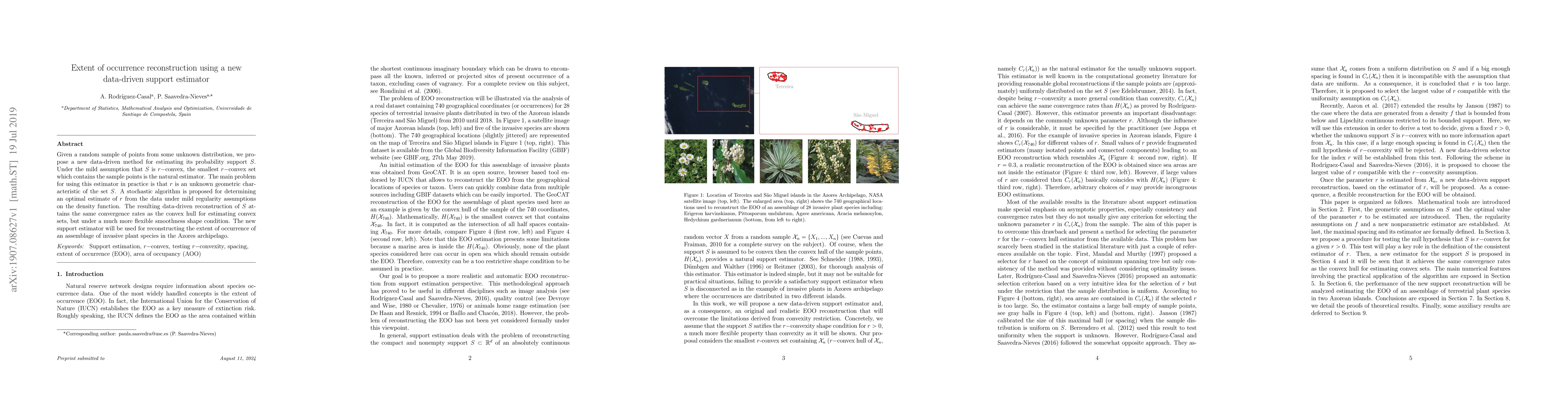 Thumbnail for Extent of occurrence reconstruction using a new data-driven support
  estimator