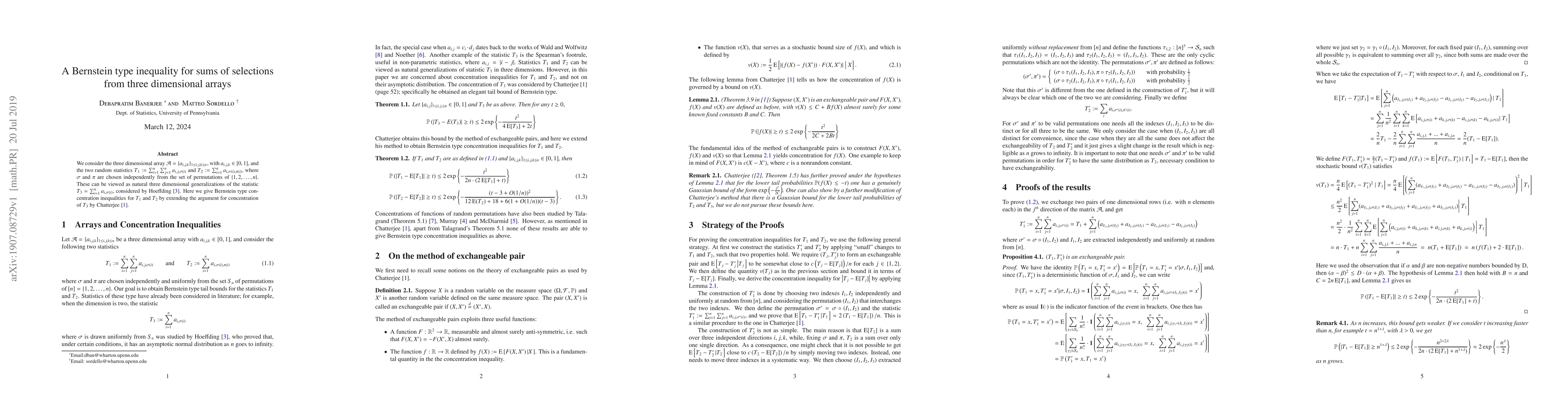 Thumbnail for A Bernstein type inequality for sums of selections from three
  dimensional arrays