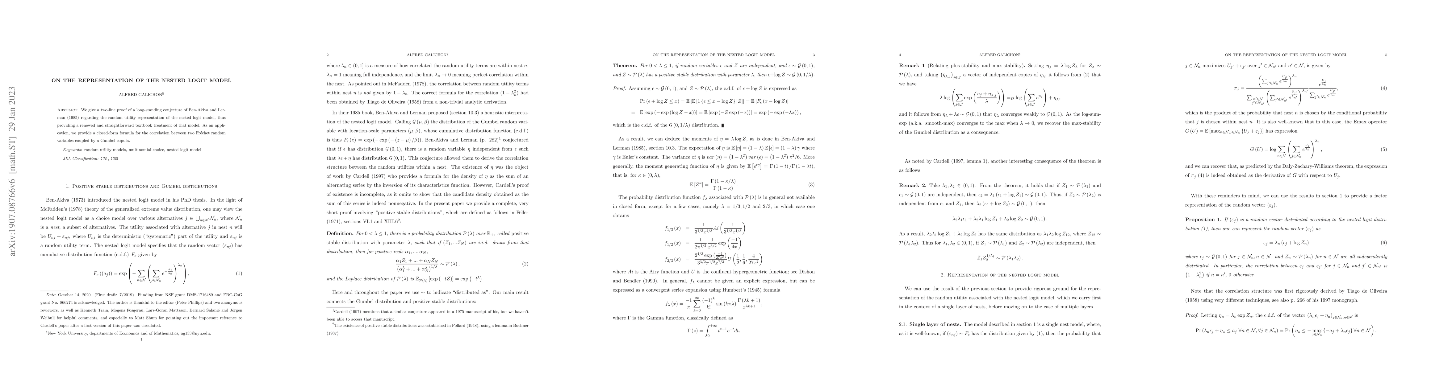 Thumbnail for On the representation of the nested logit model