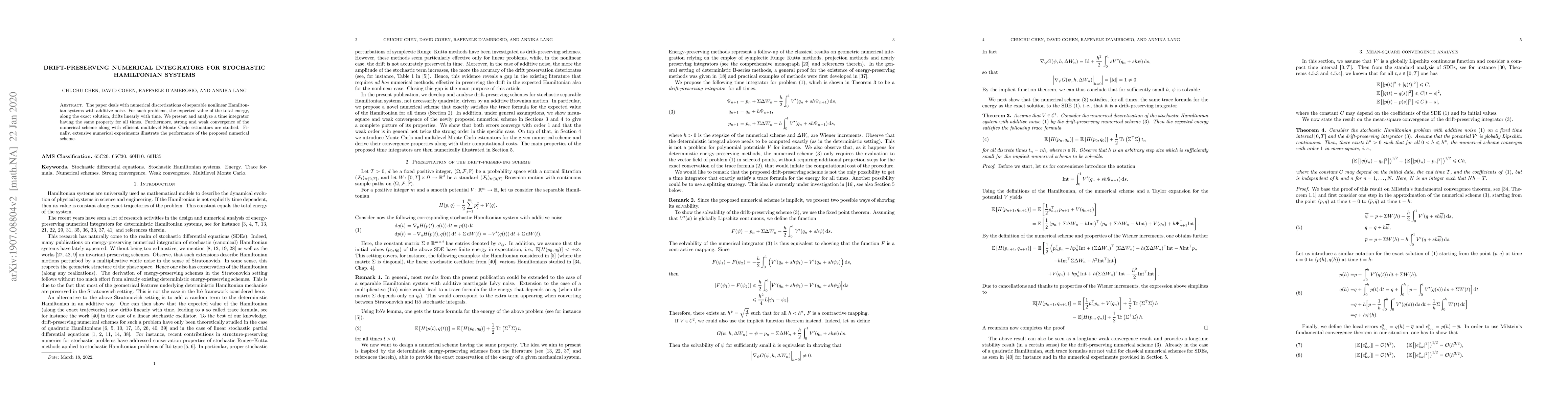 Thumbnail for Drift-preserving numerical integrators for stochastic Hamiltonian
  systems