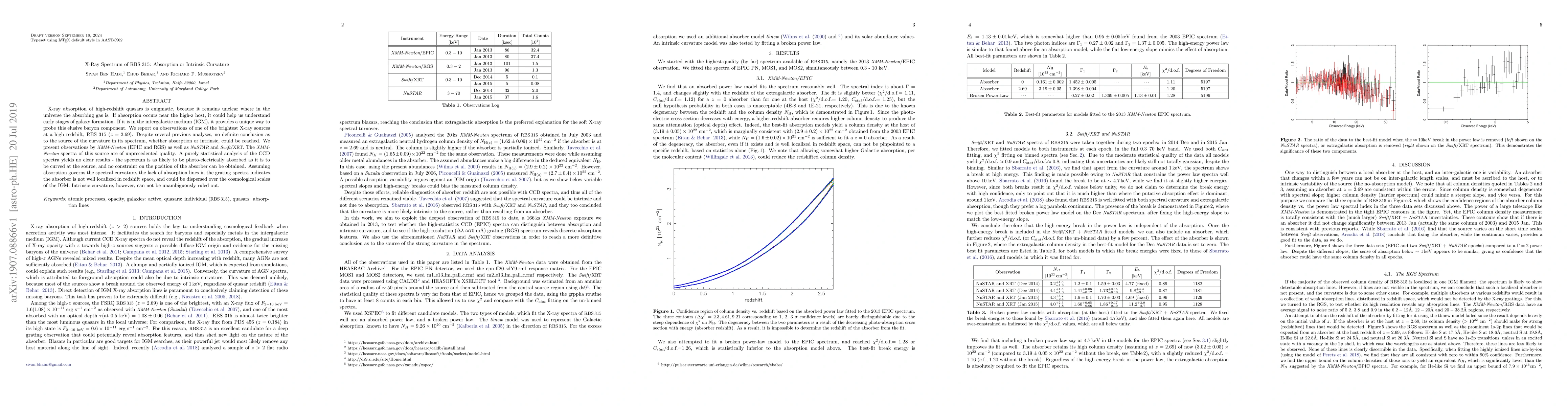 Thumbnail for X-Ray Spectrum of RBS 315: Absorption or Intrinsic Curvature