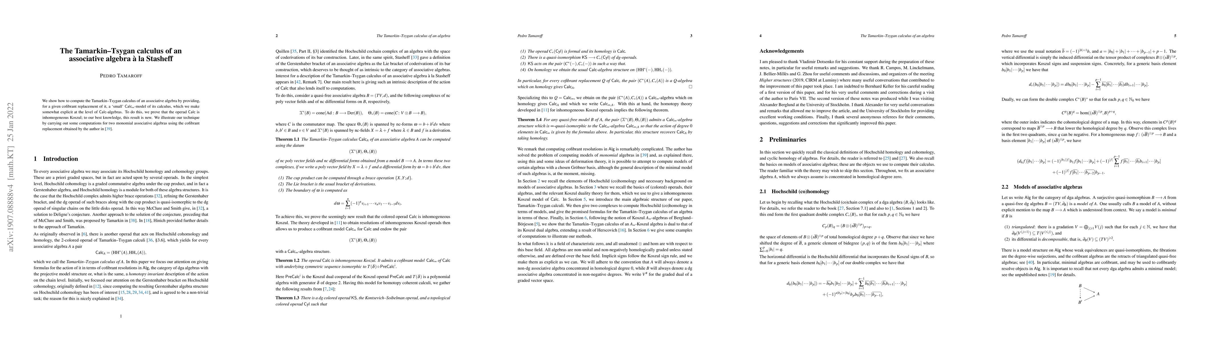Thumbnail for The Tamarkin--Tsygan calculus of an algebra a la Stasheff