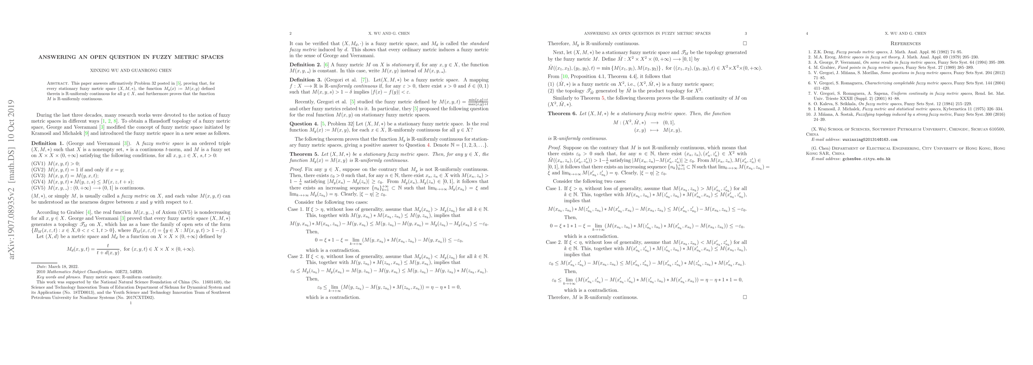 Thumbnail for Answering an open question in fuzzy metric spaces