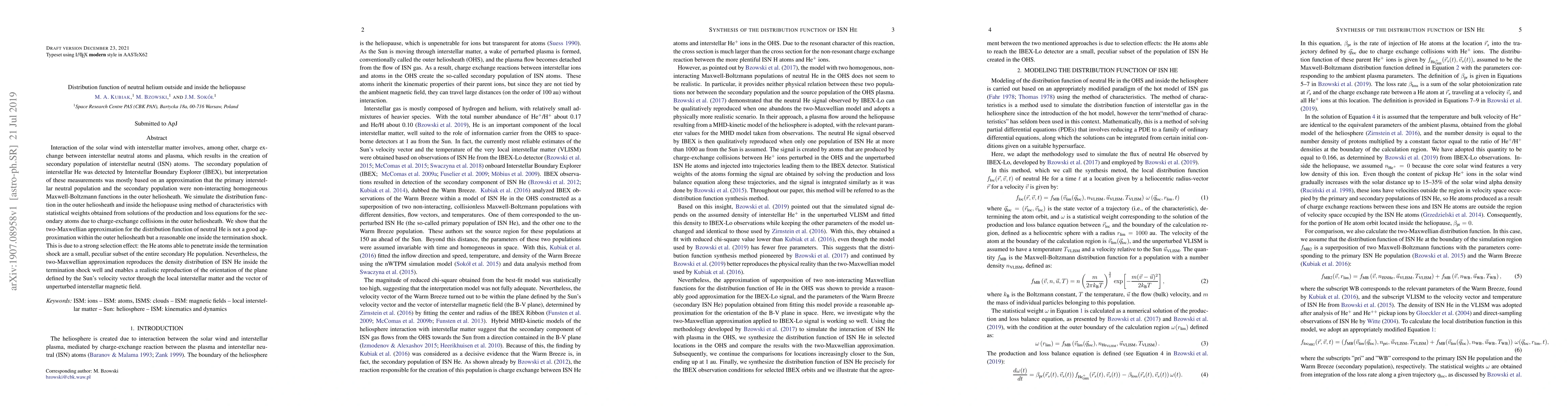 Thumbnail for Synthesis of the distribution function of ISN He