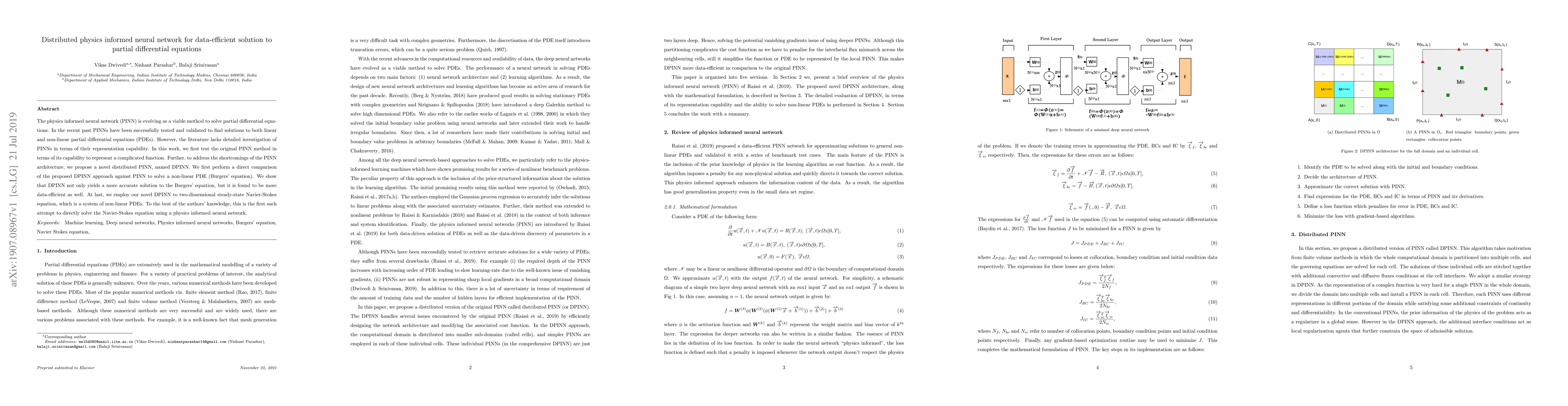 Thumbnail for Distributed physics informed neural network for data-efficient solution
  to partial differential equations