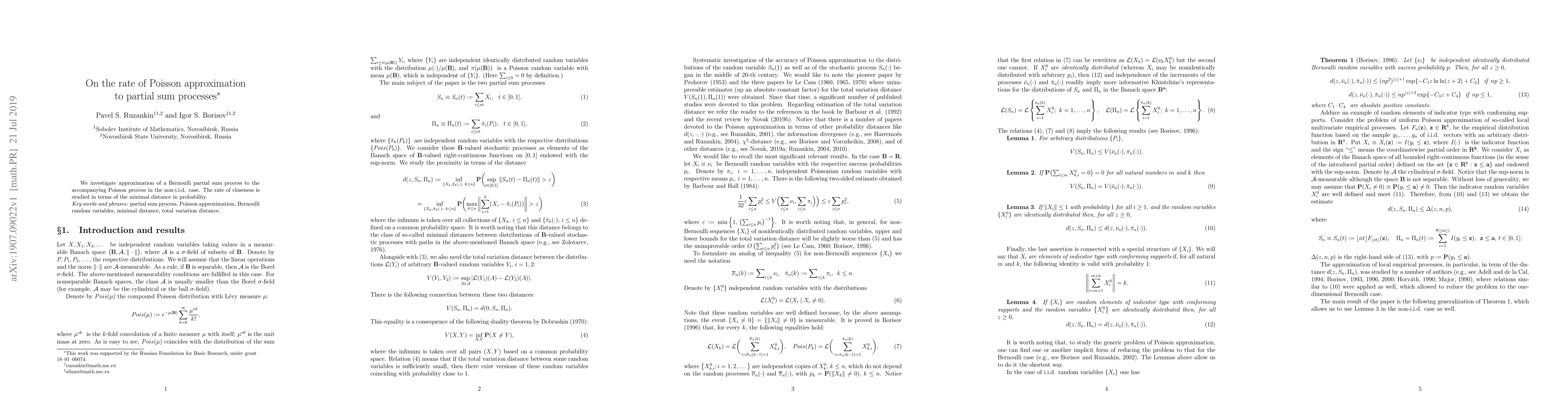 Thumbnail for On the rate of Poisson approximation to partial sum processes