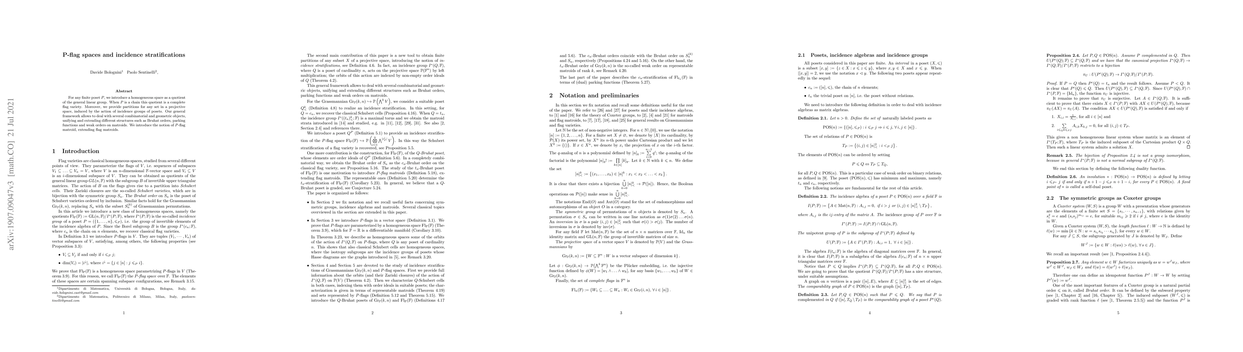 Thumbnail for P-flag spaces and incidence stratifications