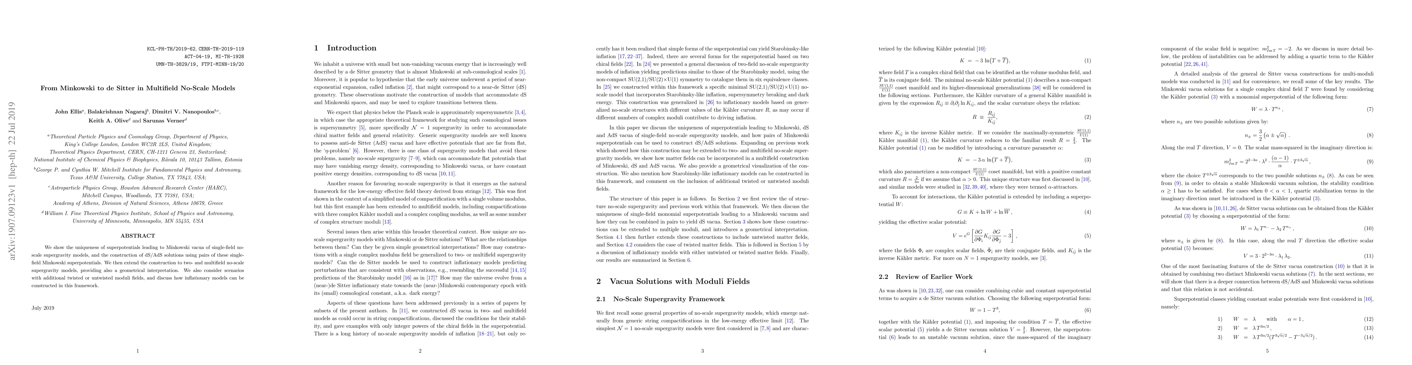 Thumbnail for From Minkowski to de Sitter in Multifield No-Scale Models