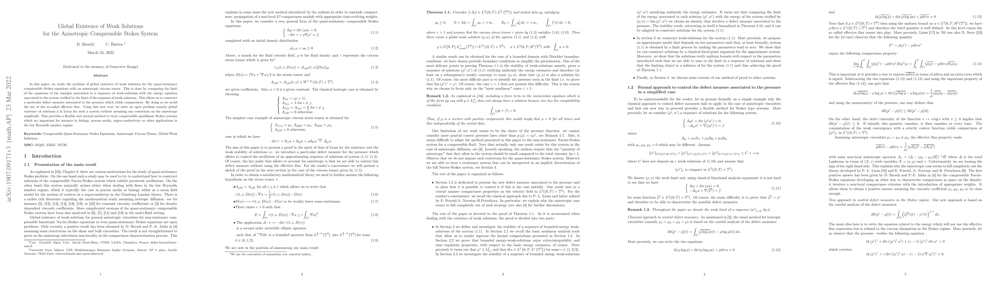 Thumbnail for Global Existence of Weak Solutions for the Anisotropic Compressible
  Stokes System