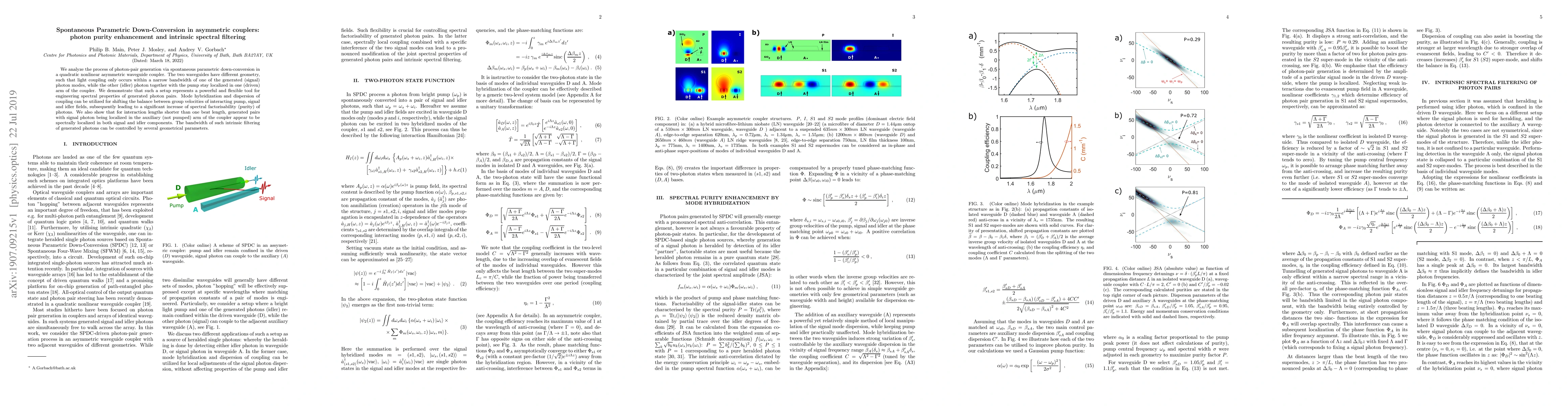 Thumbnail for Spontaneous Parametric Down-Conversion in asymmetric couplers: photon
  purity enhancement and intrinsic spectral filtering