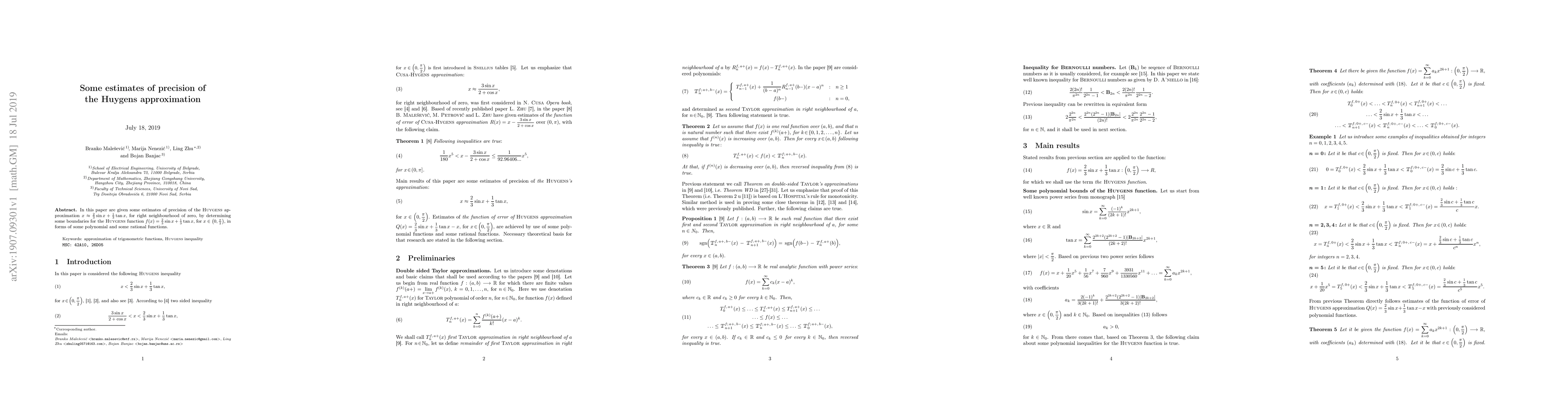 Thumbnail for Some estimates of precision of the Huygens approximation