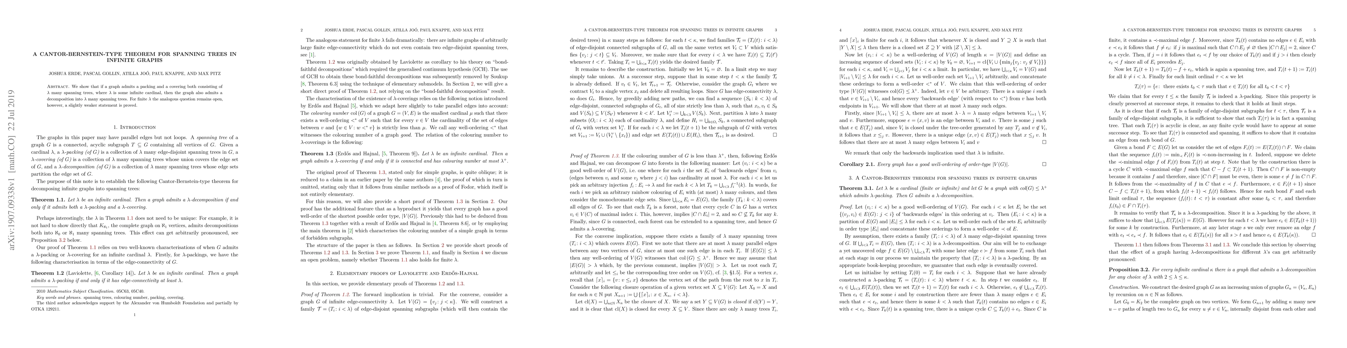 Thumbnail for A Cantor-Bernstein-type theorem for spanning trees in infinite graphs