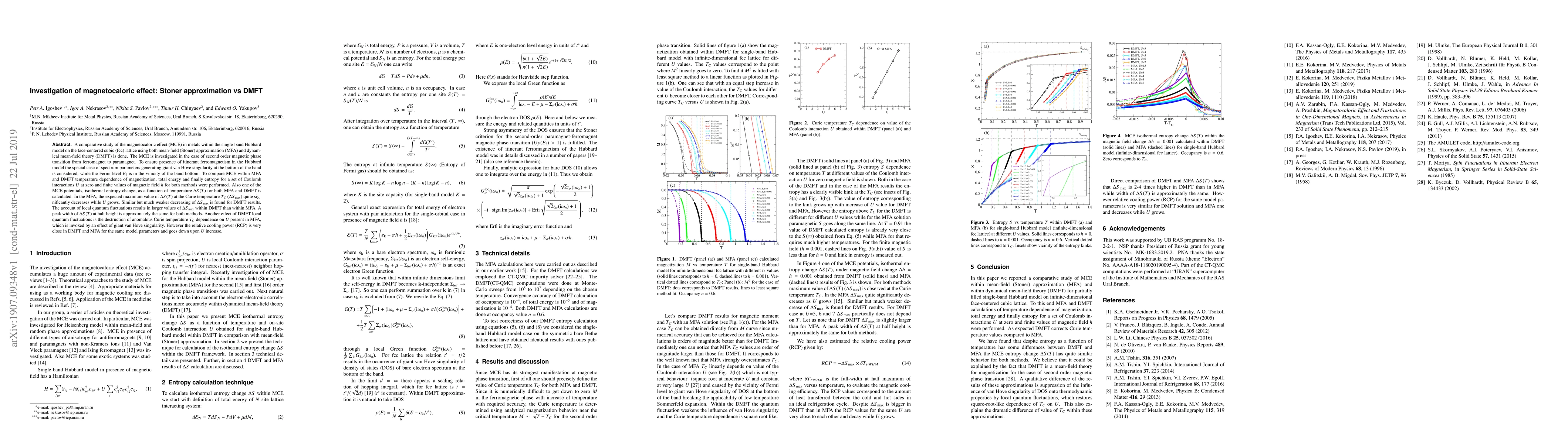 Thumbnail for Investigation of magnetocaloric effect: Stoner approximation vs DMFT