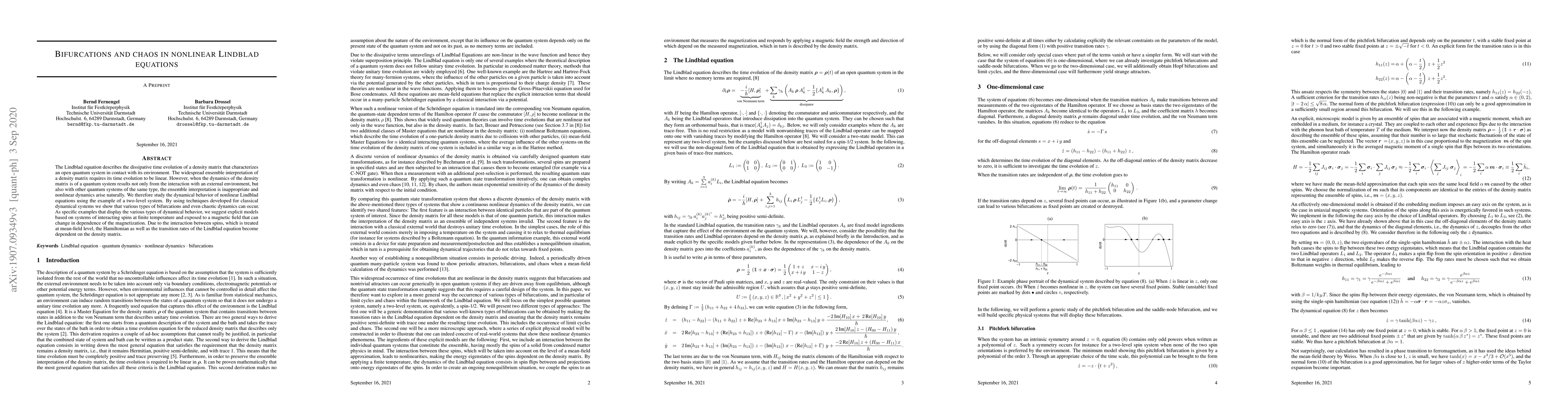 Thumbnail for Bifurcation and chaos in nonlinear Lindblad equations