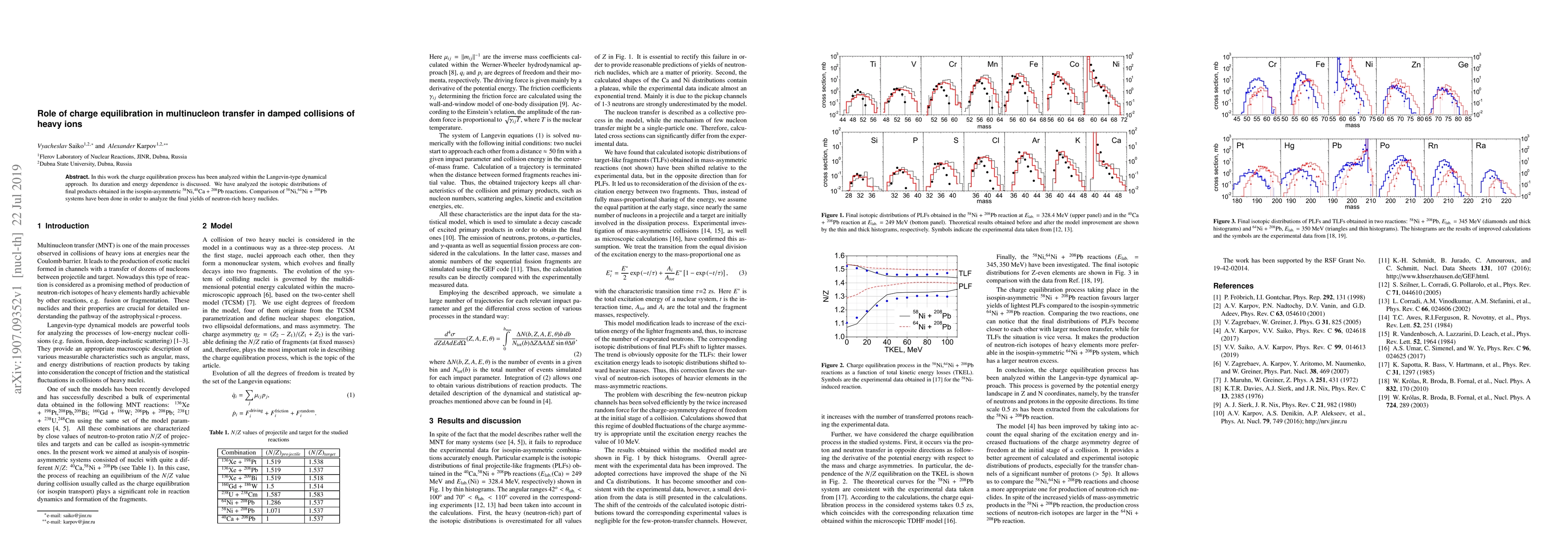 Thumbnail for Role of charge equilibration in multinucleon transfer in damped
  collisions of heavy ions