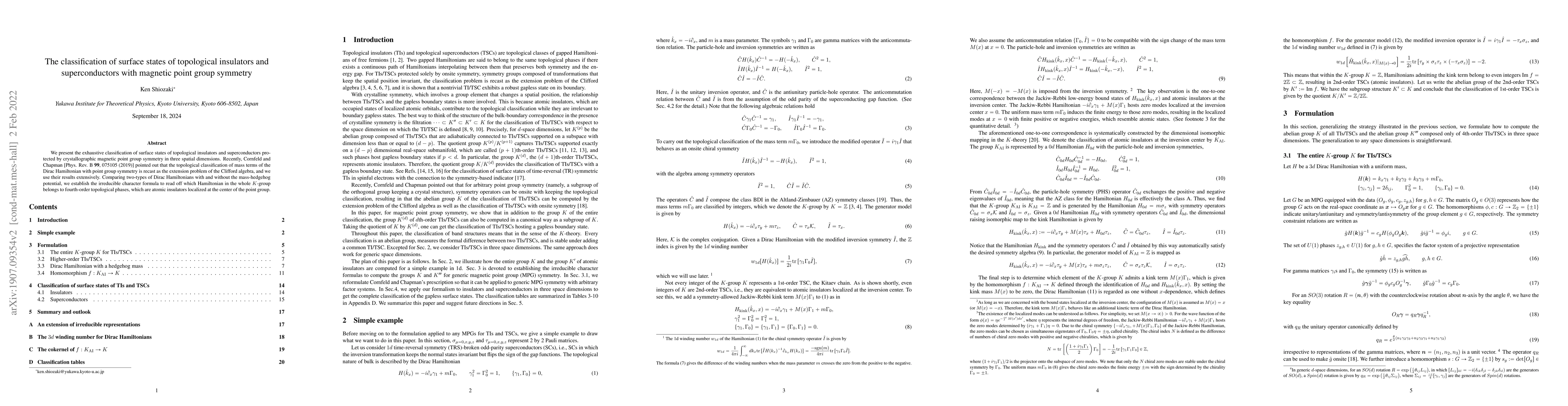 Thumbnail for The classification of surface states of topological insulators and
  superconductors with magnetic point group symmetry