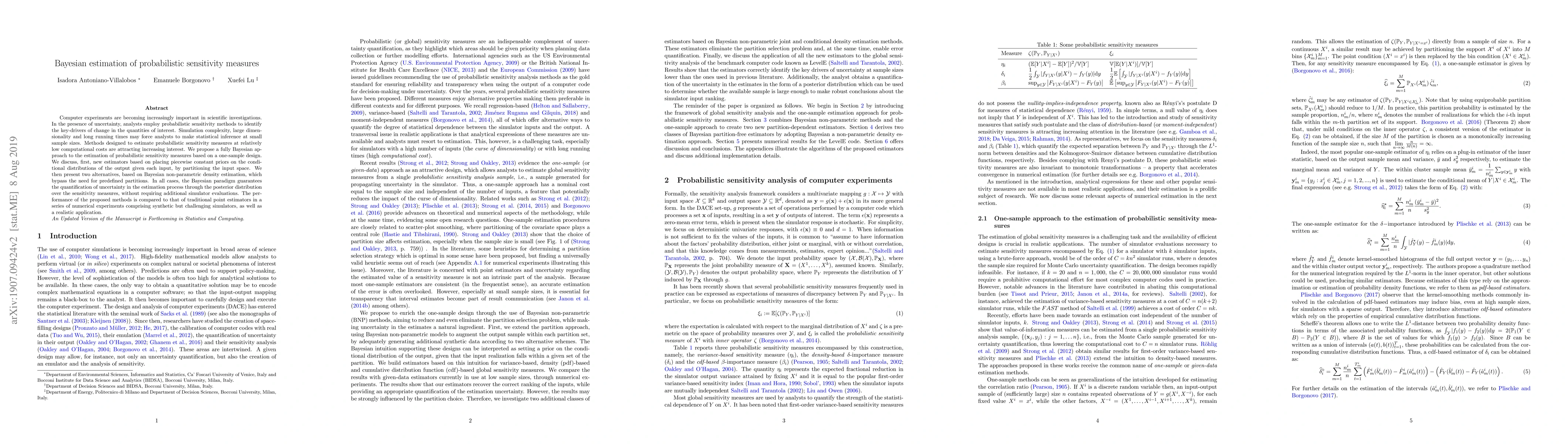 Thumbnail for Bayesian estimation of probabilistic sensitivity measures
