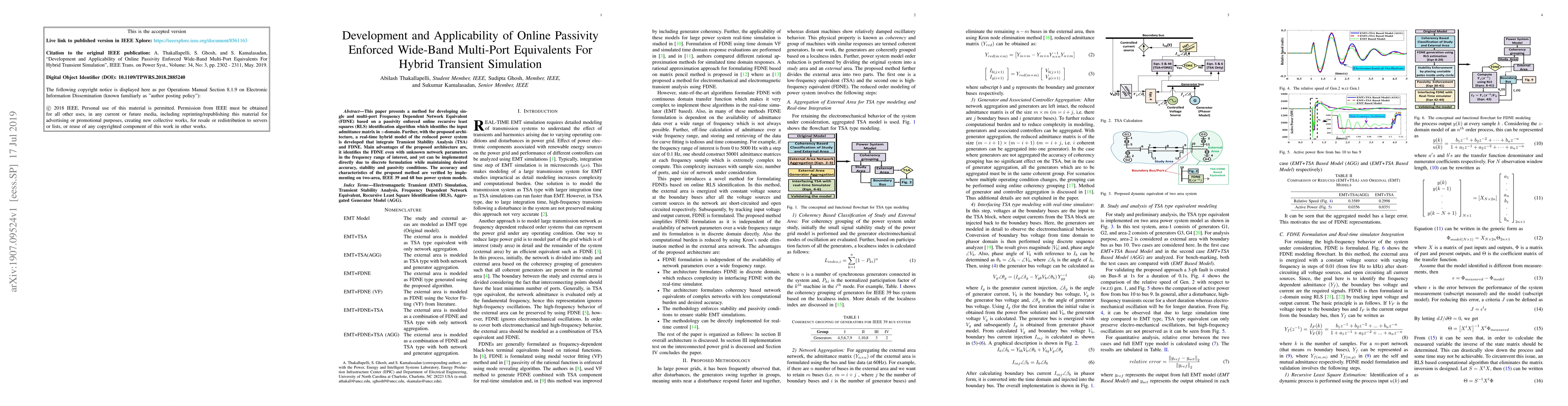 Thumbnail for Development and Applicability of Online Passivity Enforced Wide-Band
  Multi-Port Equivalents For Hybrid Transient Simulation