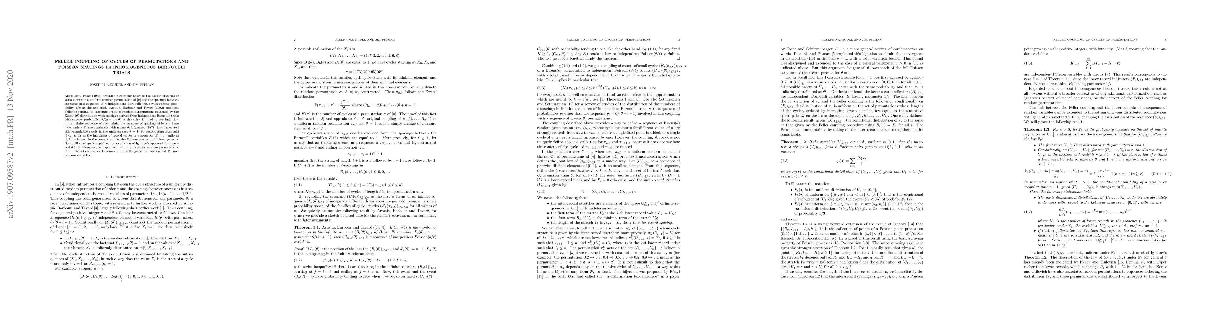 Thumbnail for Feller coupling of cycles and Poisson spacings