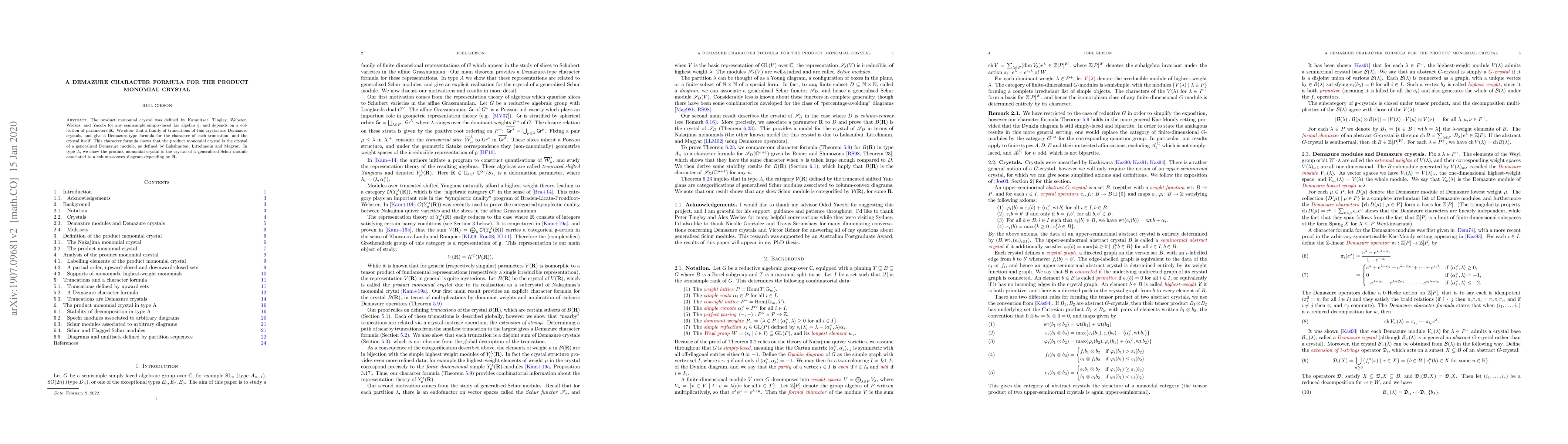 Thumbnail for A Demazure Character Formula for the Product Monomial Crystal