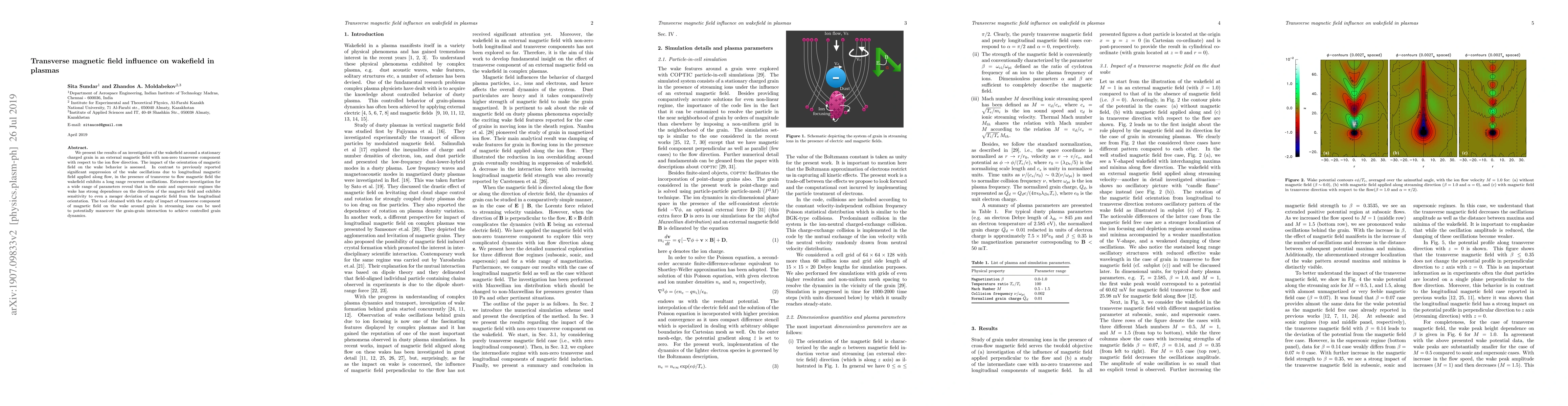 Thumbnail for Transverse magnetic field influence on wakefield in complex plasmas