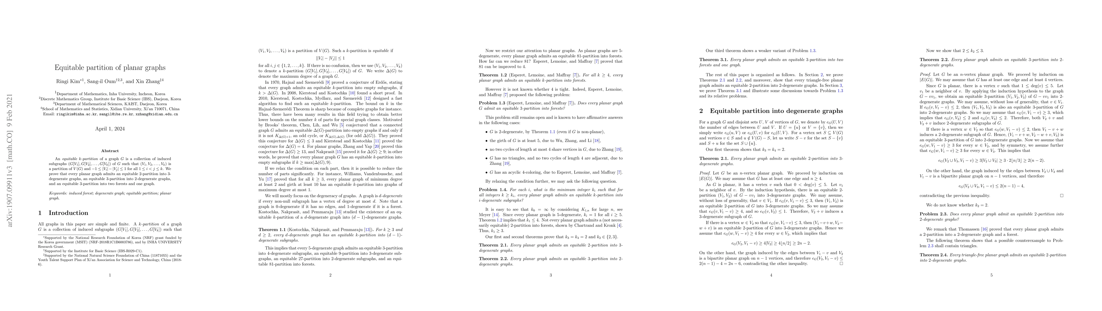 Thumbnail for Equitable partition of planar graphs