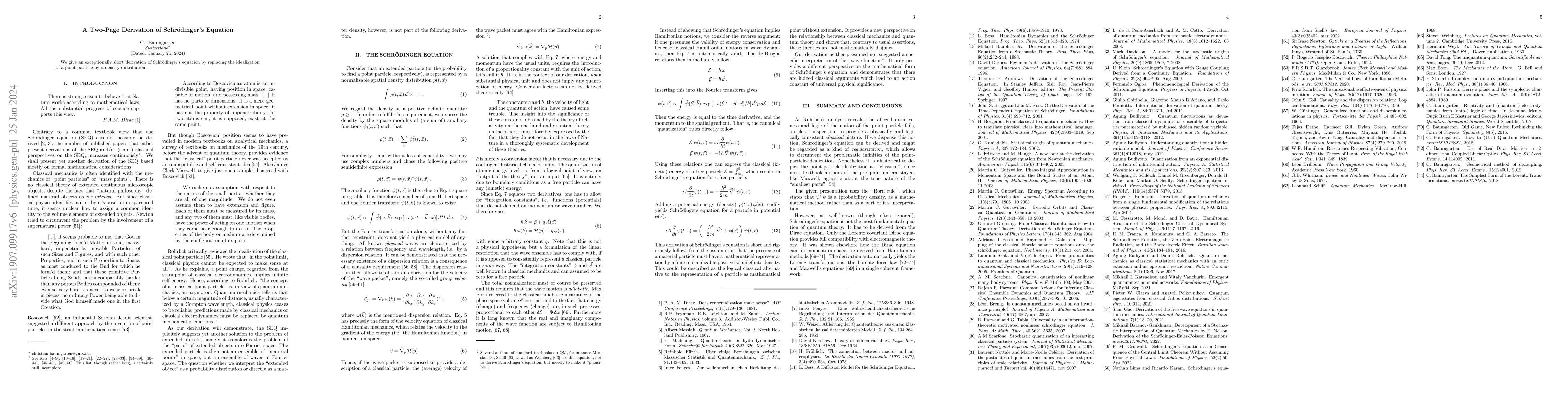 Thumbnail for A Two-Page "Derivation" of Schroedinger's Equation