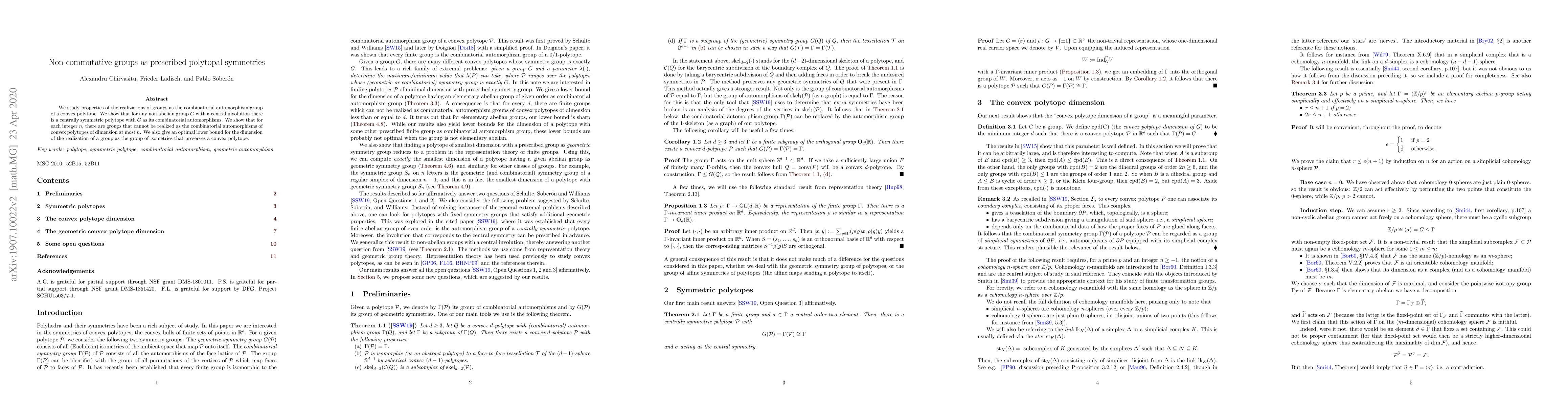Thumbnail for Non-commutative groups as prescribed polytopal symmetries