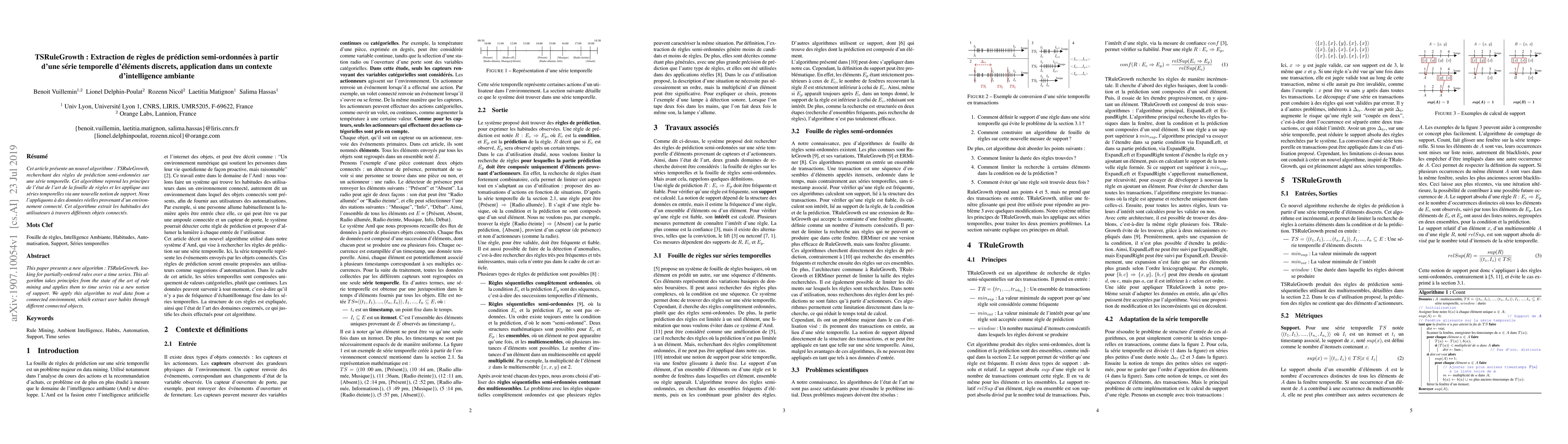 Thumbnail for TSRuleGrowth : Extraction de r\`egles de pr\'ediction semi-ordonn\'ees
  \`a partir d'une s\'erie temporelle d'\'el\'ements discrets, application dans
  un contexte d'intelligence ambiante