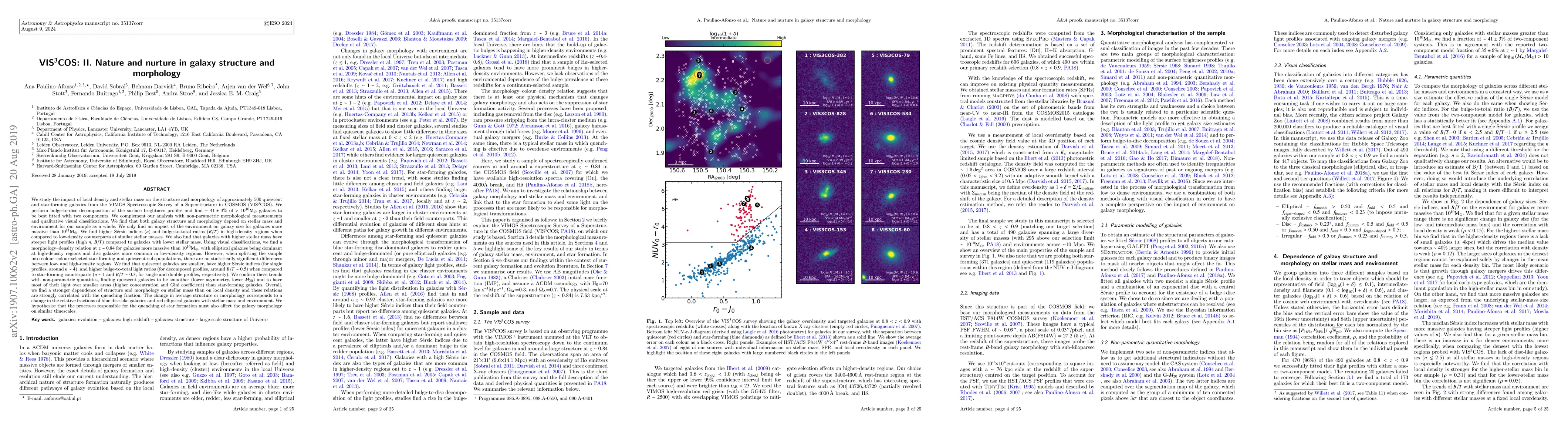 Thumbnail for VIS3COS: II. Nature and nurture in galaxy structure and morphology