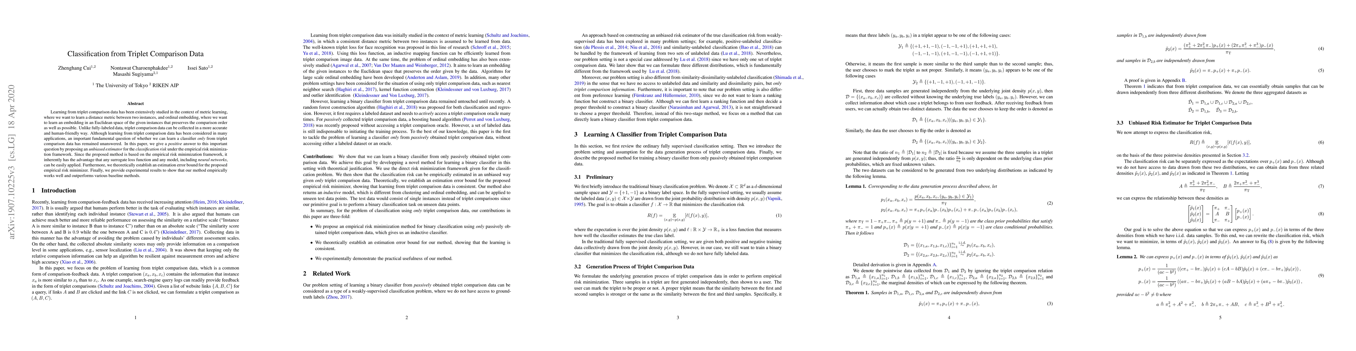 Thumbnail for Classification from Triplet Comparison Data